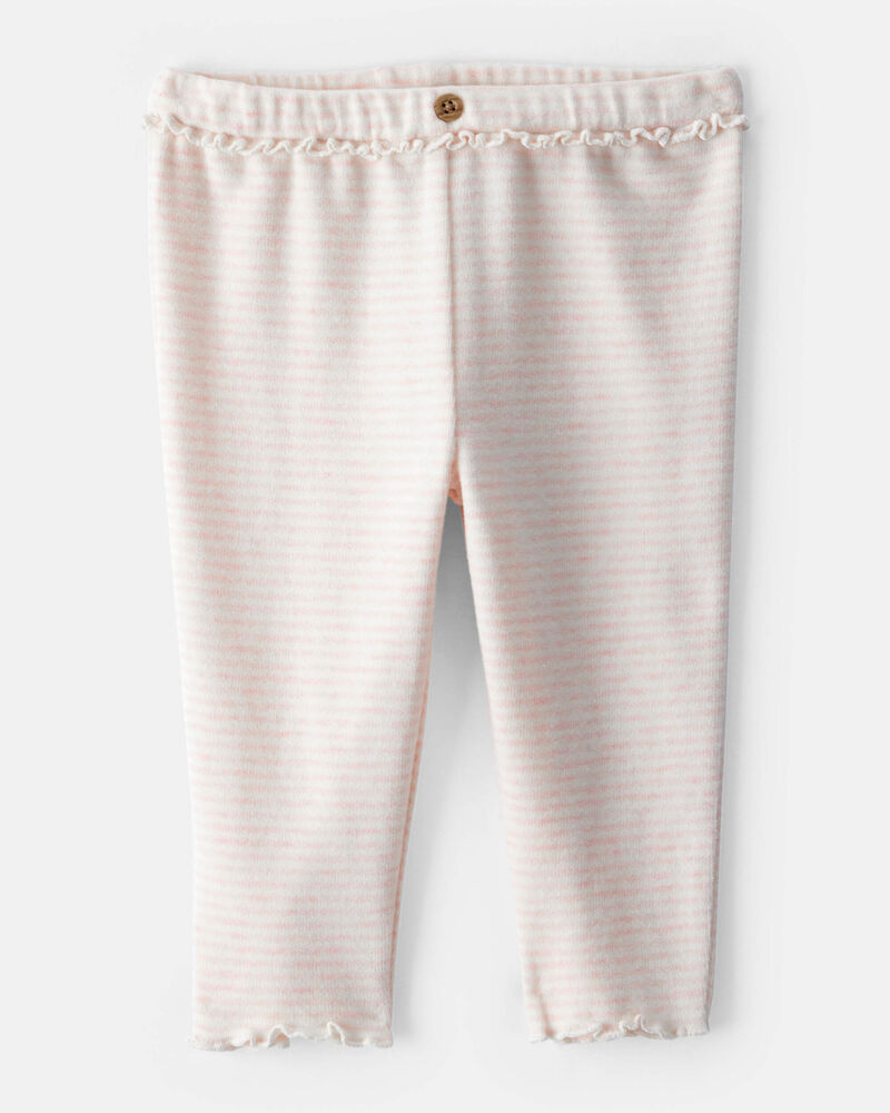 Baby Girl Flutter-Waist Striped Pants - Pink/Cream, image 1 of 5 slides