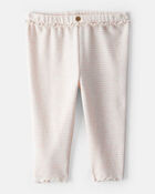 Baby Girl Flutter-Waist Striped Pants - Pink/Cream, image 1 of 5 slides