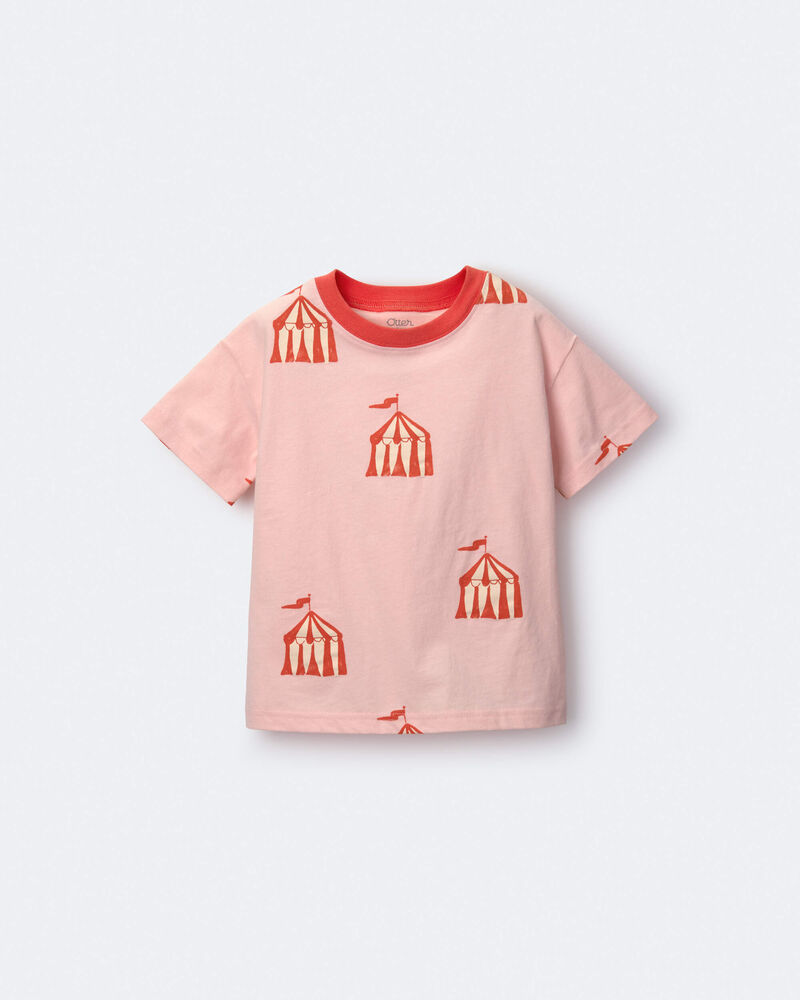 Toddler Girl Relaxed Graphic Tee in Big Top Print - Light Pink, image 2 of 6 slides