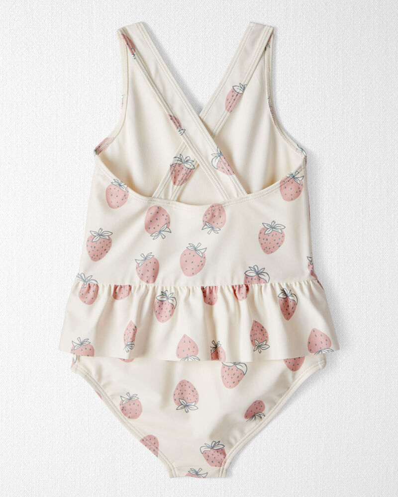 Toddler Recycled Strawberry-Print Swimsuit, image 2 of 4 slides