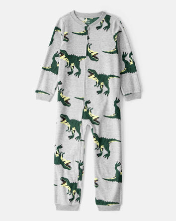 Garçons - Pyjama une pièce à manches longues zippé, coupe ample, imprimé de dinosaures, 