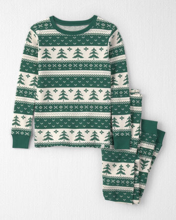 Kids 2-Piece Fair Isle Waffle Knit Pyjamas Made with Organic Cotton, 