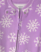 Baby Girl 1-Piece Penguin 2-Way Zip DreamPlush Snug Fit Footed Pyjama - Purple, image 3 of 6 slides