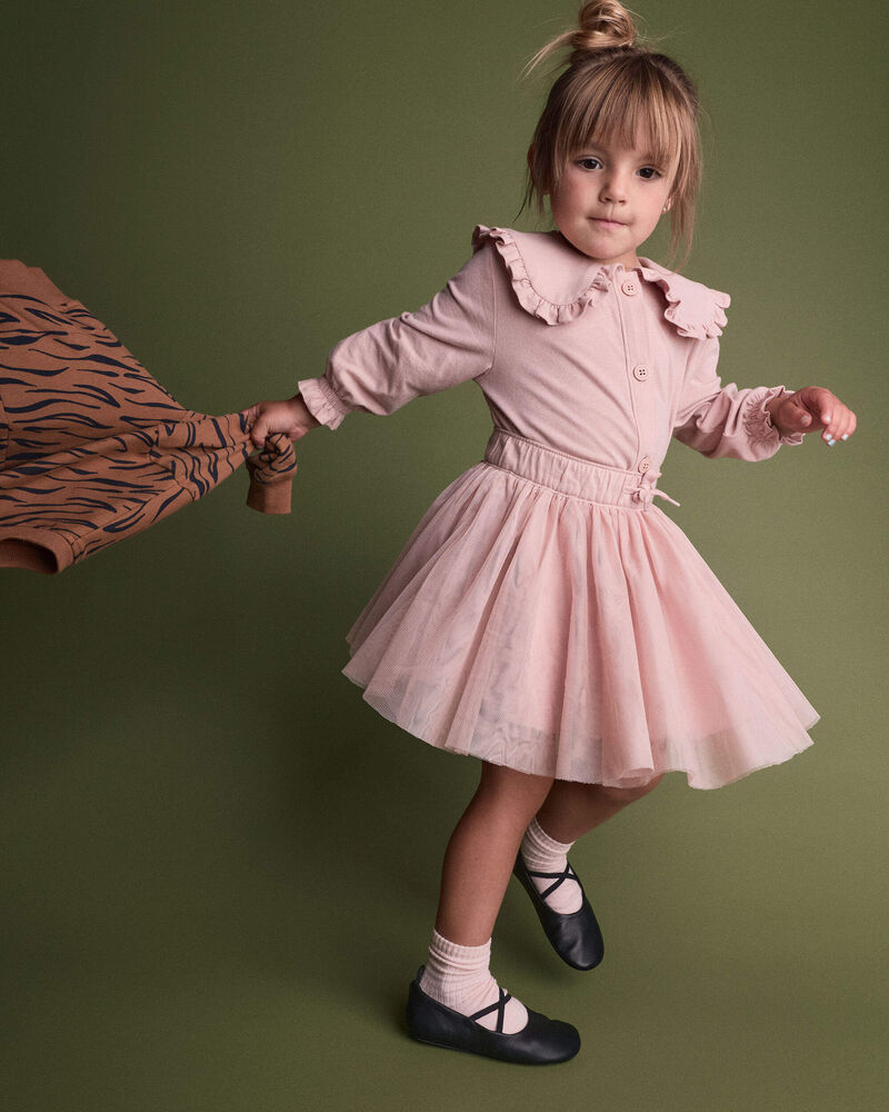 Toddler Girl Peter Pan Collar Top - Blush, image 1 of 5 slides