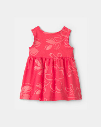 Baby Girl Tropical Floral Sleeveless Dress - Coral, 