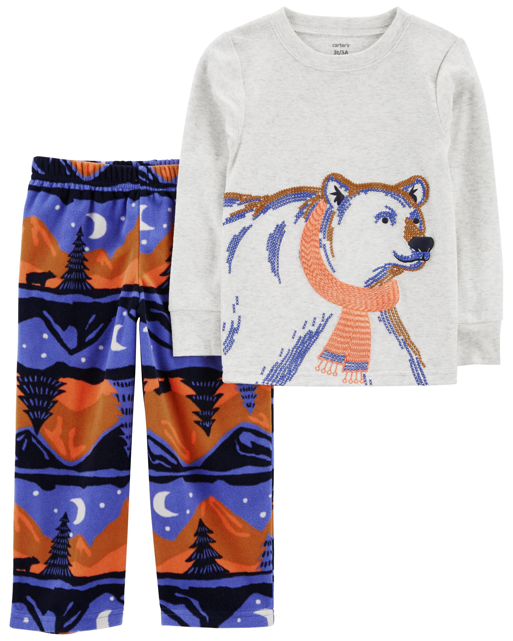 Grey Navy 2 Piece Polar Bear Fleece Pyjama Set Carter s Oshkosh Canada