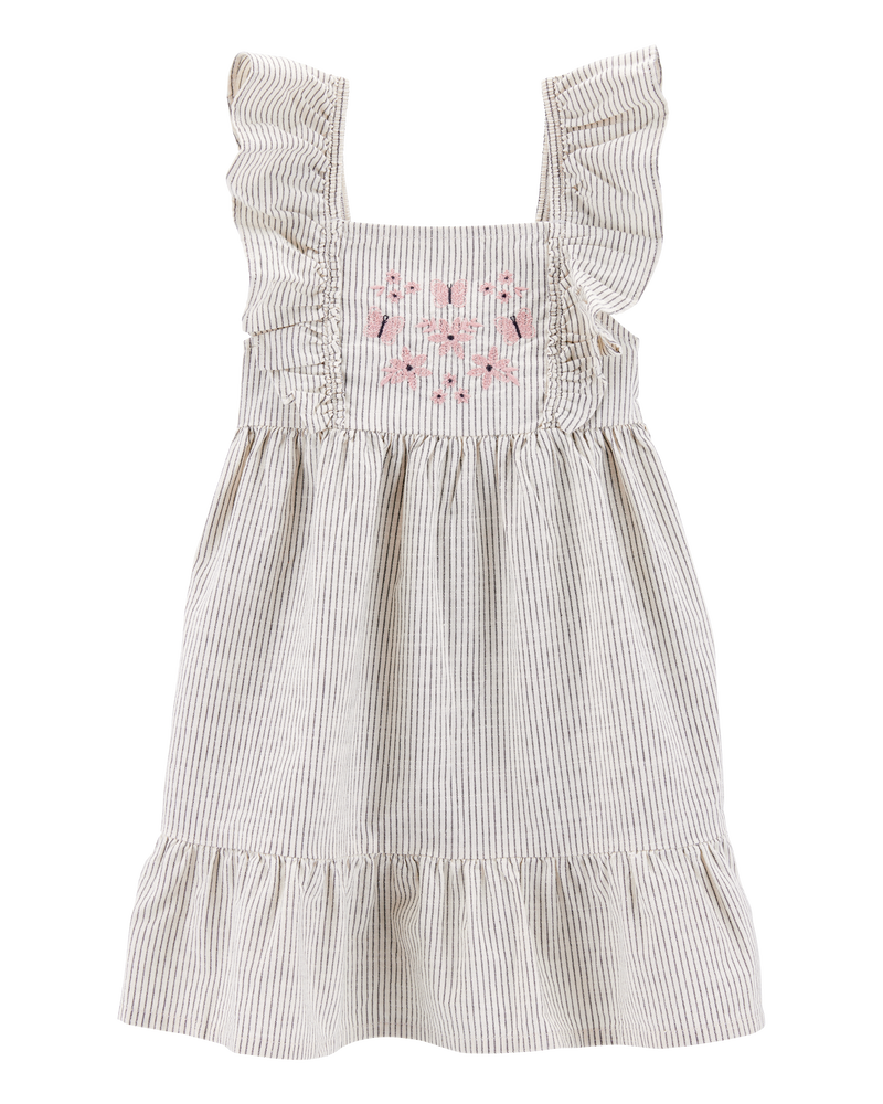 Toddler Striped Flutter-Sleeve Dress, image 1 of 4 slides