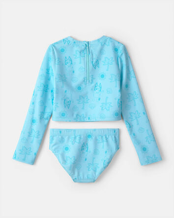 Girls 2-Piece Bluey&trade; Rashguard Swimsuit Set - Blue, 