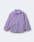 Toddler Boy Button-Down Long-Sleeve Shirt in Stripes - Blue/Purple, image 1 of 2 slides