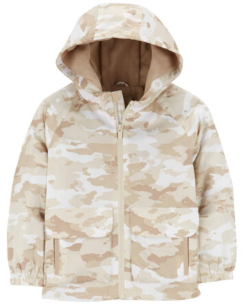 Kid Camo Print Fleece Lined Jacket, 