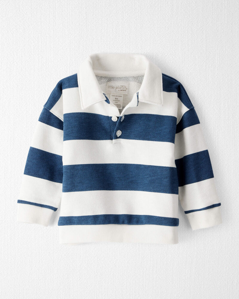 Baby Organic Cotton Henley Top in Stripes, image 1 of 5 slides