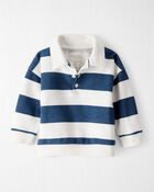Baby Organic Cotton Henley Top in Stripes, image 1 of 5 slides