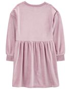 Kid Long-Sleeve Velour Dress, image 2 of 4 slides