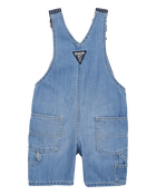 Toddler Denim Shortalls: Hickory Stripe Strap Remix, image 2 of 5 slides
