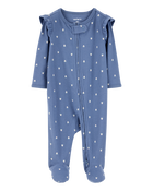 Baby Girl Mini Floral 2-Way Zip Ribbed Sleeper, image 1 of 2 slides