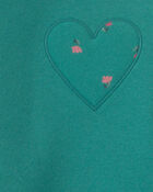 Toddler Girl 2-Piece Heart & Floral Fleece Long-Sleeve Top & Pant Set &ndash; Green, image 3 of 5 slides