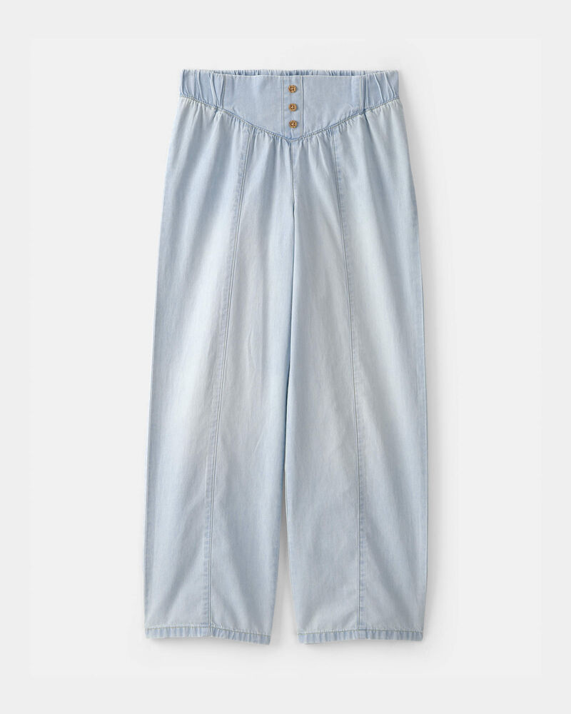 Girls Chambray Baggy Pants - Light Wash, image 1 of 4 slides
