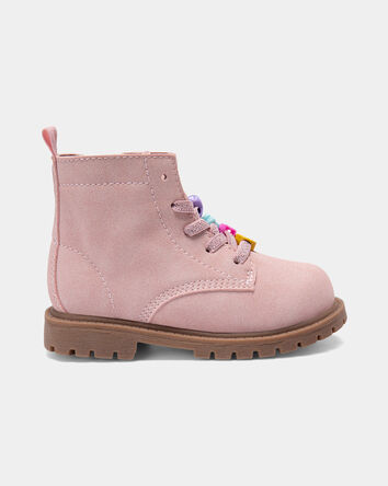 Tout-petit fille - Bottes &agrave; lacets et breloques - Rose, 