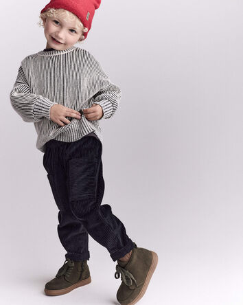 Toddler Boy Corduroy Pocket Pant - Black, 