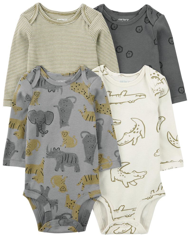 Baby 4-Pack Long-Sleeve Bodysuits, image 1 of 7 slides