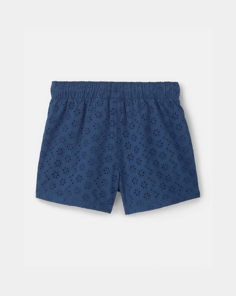 Girls Eyelet Shorts - Navy Blue, image 2 of 4 slides