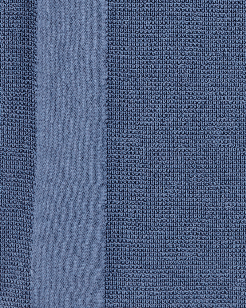 Kid Double Stripe Polo Knit Shirt - Blue, image 3 of 4 slides