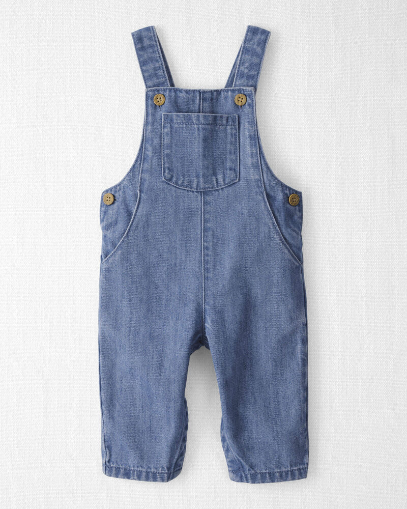 Baby Organic Cotton Denim Overalls, image 1 of 5 slides