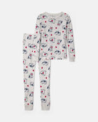 Kids Puppy Love Valentine's Day Snug Fit 2-Piece Pyjama Set - Cream, image 1 of 3 slides