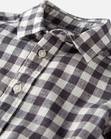 Chemise boutonnée à motif vichy fabriquée à partir de LENZINGMC ECOVEROMC et lin, 