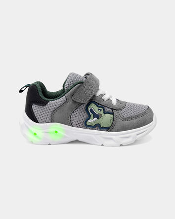 Toddler Boy Dinosaur Athletic Sneakers - Grey/White, 