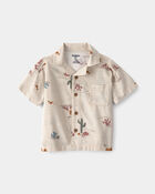 B&eacute;b&eacute; gar&ccedil;on - Chemise boutonn&eacute;e &agrave; manches courtes, motif d&eacute;sert - Beige, image 1 sur 2 diapositives
