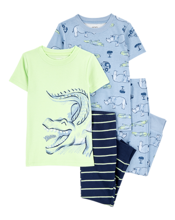 Toddler 4-Piece Alligator Cotton Pyjamas, 