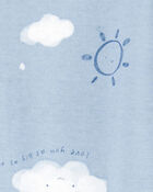 Baby Boy Cloud Print 2-Way Zip Cotton Sleeper, image 2 of 3 slides