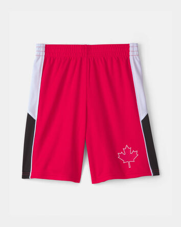 Jeune - Short de soccer en maille Umbro du Canada - Rouge/Blanc/Noir, 