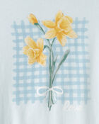 Girls Floral Graphic Tee - Blue, image 2 of 3 slides