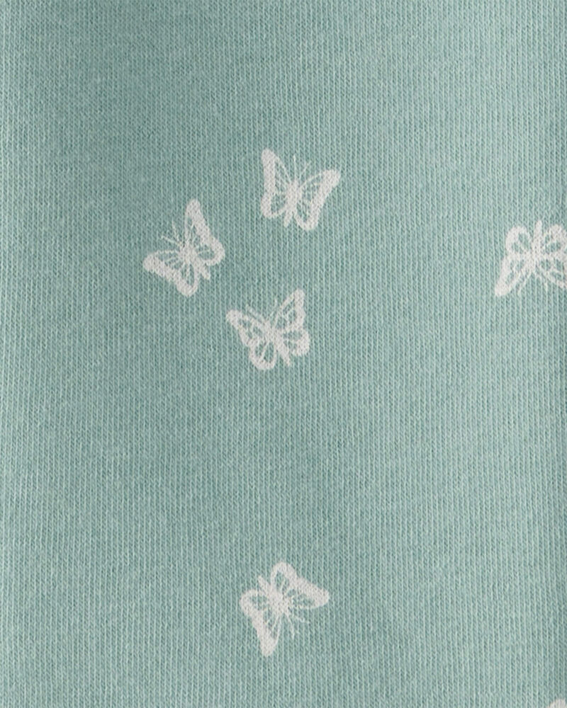 Girls Butterfly Print Pull-On Fleece Joggers - Green, image 3 of 4 slides