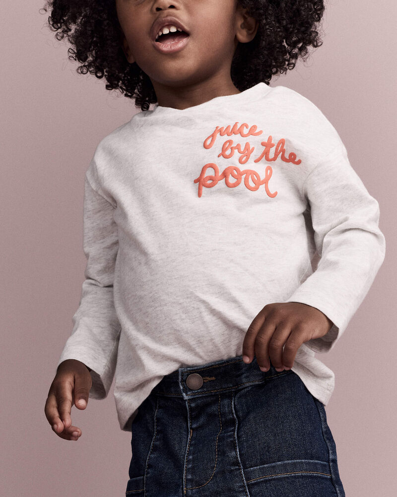 Toddler 'Juice By The Pool' Long-Sleeve Graphic Tee - Heather Grey, image 1 of 6 slides