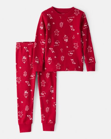 Toddler Christmas 100% Cotton Snug Fit 2-Piece Pyjamas - Red, 
