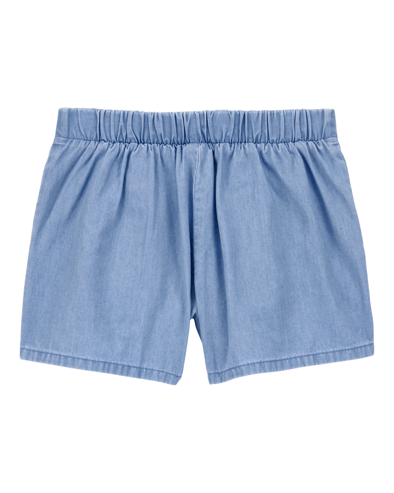 Kid Chambray Pull-On Shorts - Blue, image 2 of 4 slides