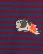 B&eacute;b&eacute; gar&ccedil;on - Pyjama ajust&eacute; 4 pi&egrave;ces en 100 % coton &agrave; motif rayures et chien &ndash; Bourgogne/Cr&egrave;me, image 2 sur 3 diapositives