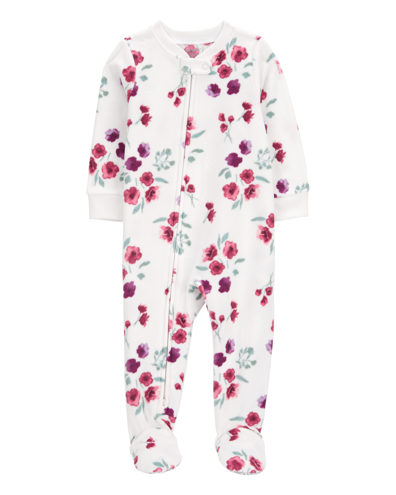 Toddler 1-Piece Floral Fleece Footie Pyjamas, image 1 of 4 slides
