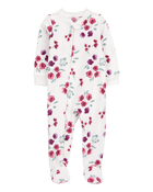 Toddler 1-Piece Floral Fleece Footie Pyjamas, image 1 of 4 slides