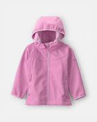 Toddler Girl Solid Rain Jacket with Water-Activated Print - Pink, image 1 of 4 slides