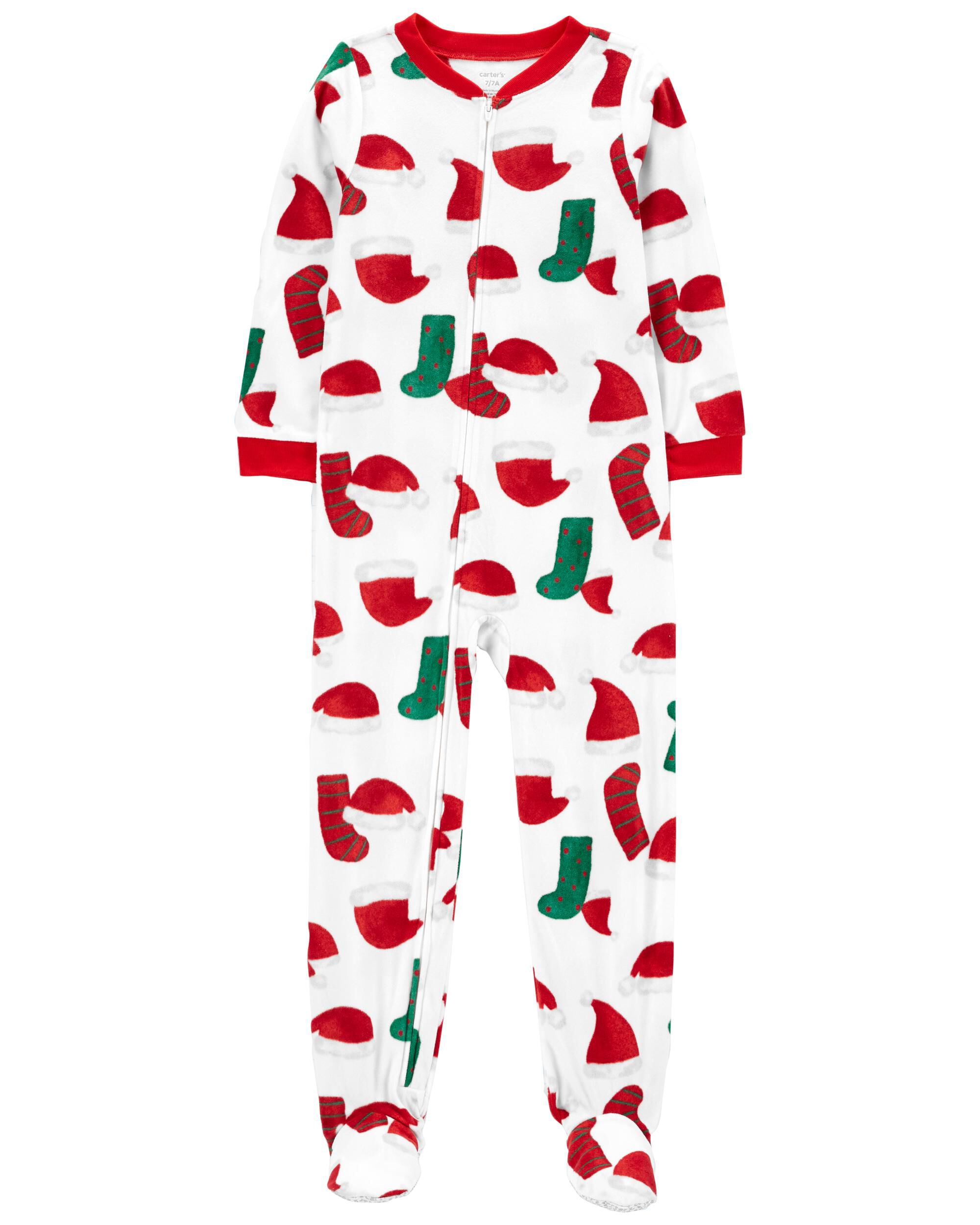 White Red 1 Piece Santa Fleece Footie Pyjamas Carter s Oshkosh Canada