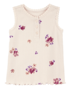 Toddler Ribbed Floral Print Tank Top - Ivy, image 1 of 3 slides