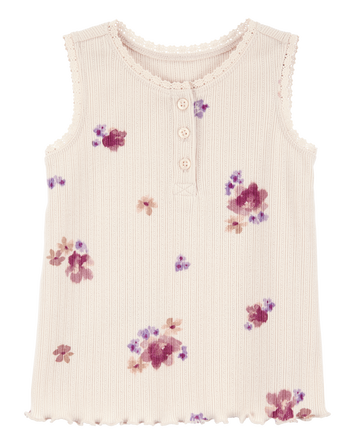 Toddler Ribbed Floral Print Tank Top - Ivy, 