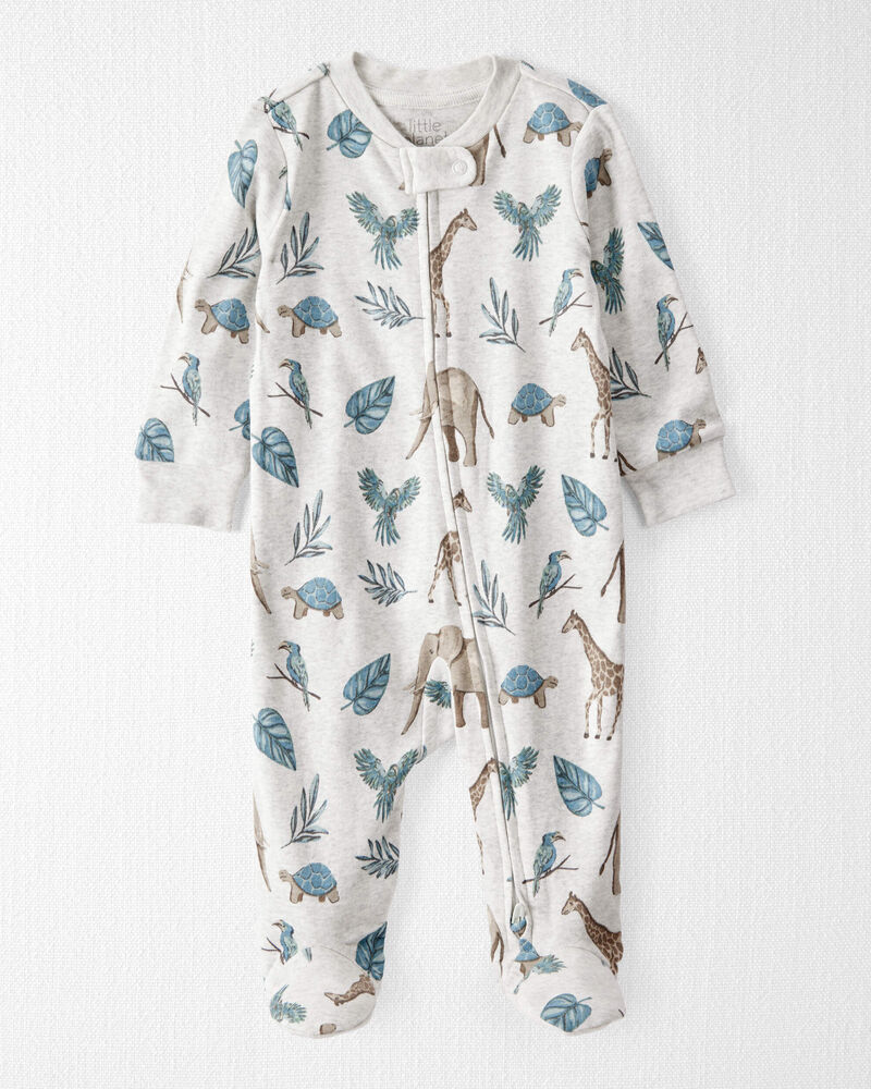 Baby Organic Cotton Safari-Print Sleeper, image 1 of 4 slides