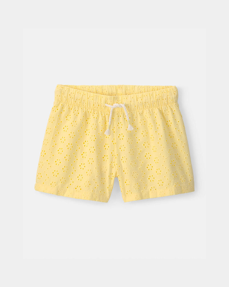 Girls Eyelet Shorts - Yellow, image 1 of 4 slides