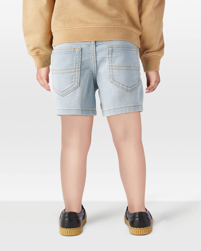 Toddler Pull-On Denim Shorts - Light Blue Wash, image 3 of 7 slides