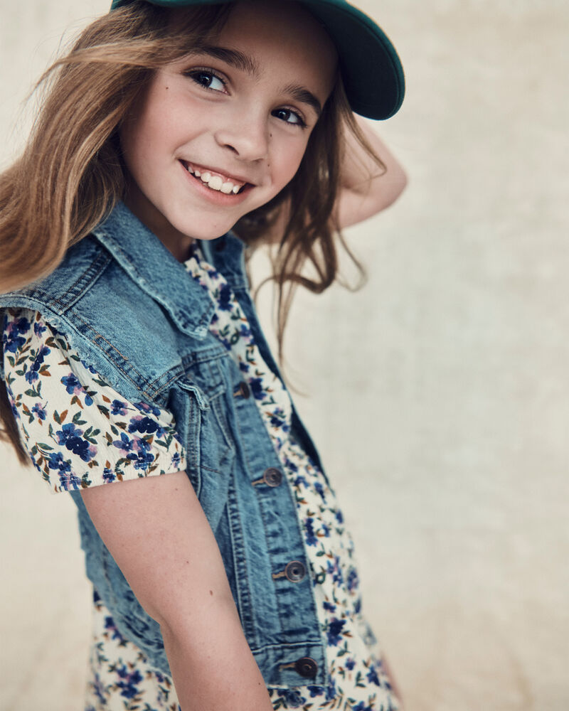 Filles - Robe &agrave; manches courtes &agrave; fleurs, image 2 sur 5 diapositives